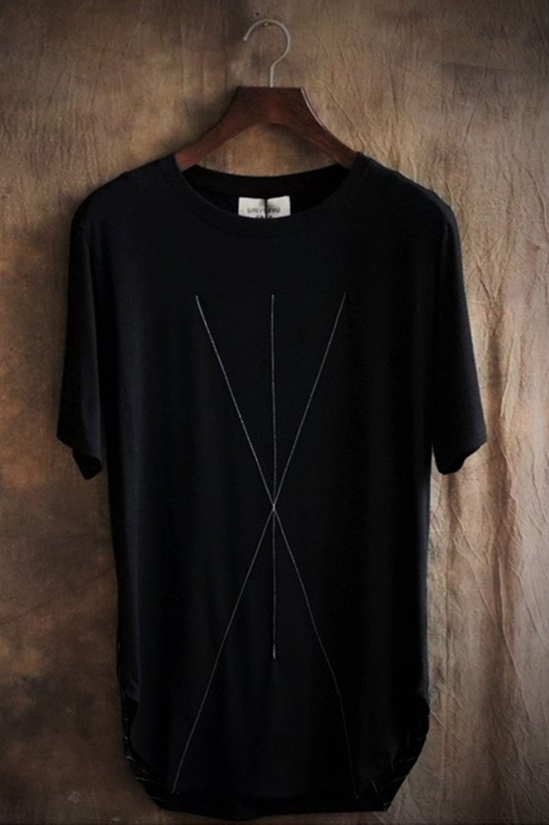 T-Shirt Con Ricamo Geometrico Minimal